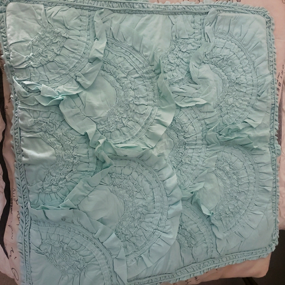 {Anthropologie} Mint Rivulets Euro Sham